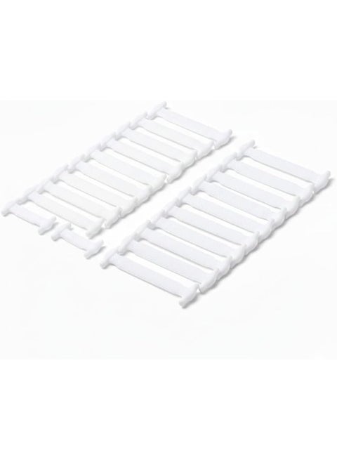 My souq Smart Elastic Silicone No-Tie Shoelaces - 16 Pcs Waterproof & Durable Lazy Laces - White